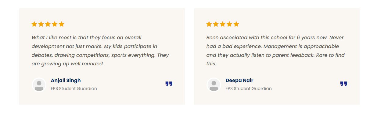 Foundation Public School parent testimonials
