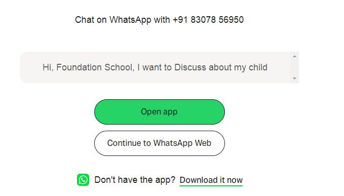 WhatsApp enquiry on Foundation Public School website